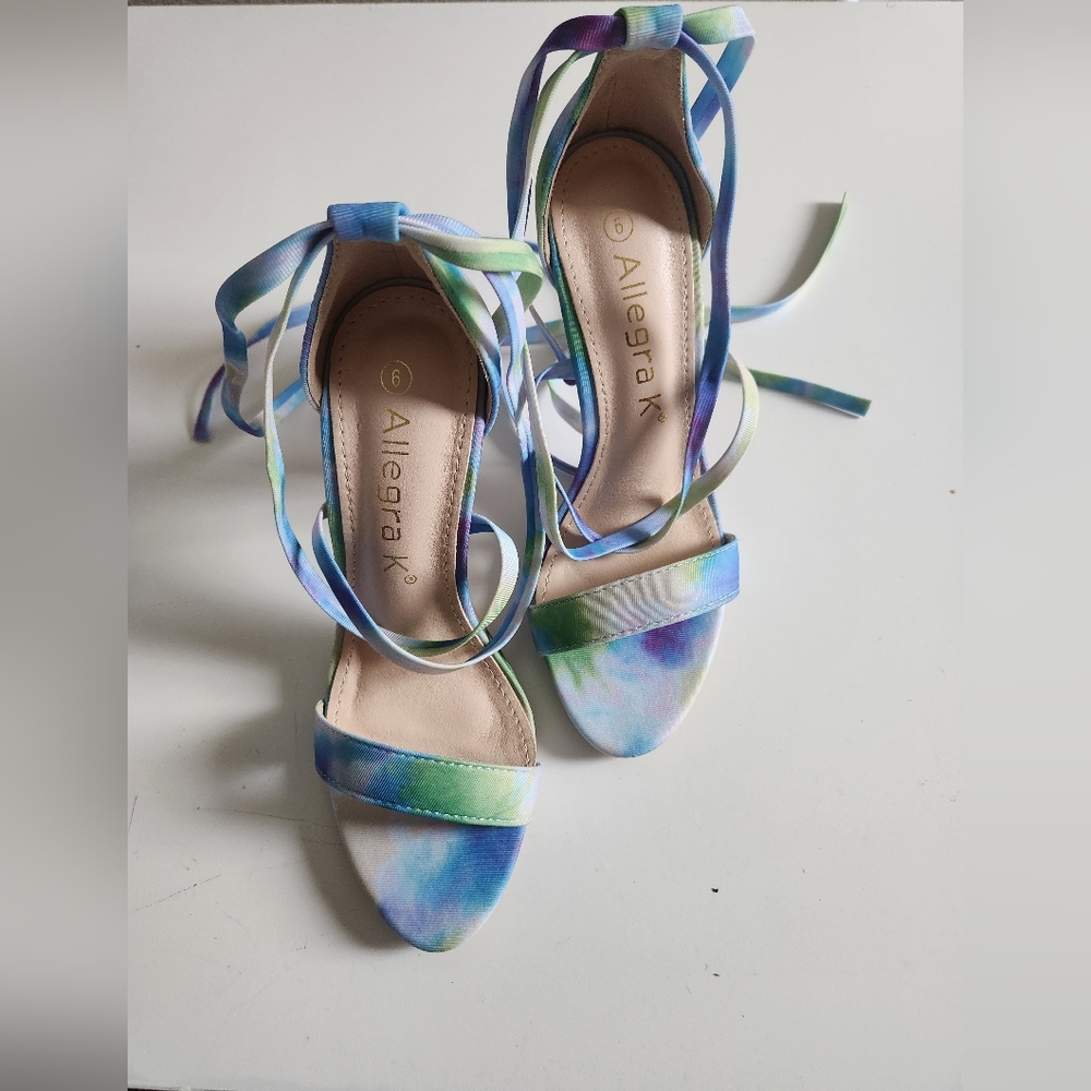 Allegra K Sandals Cross Strap Lace-up Green For Women Size 6 New